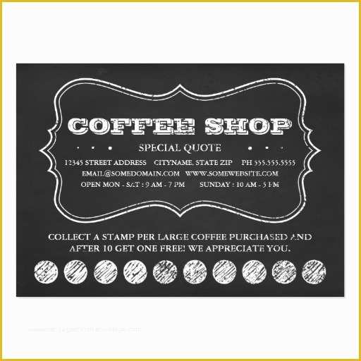Coffee Business Card Template Free Of One Cup Of Coffee Chalkboard Punch Cards Business