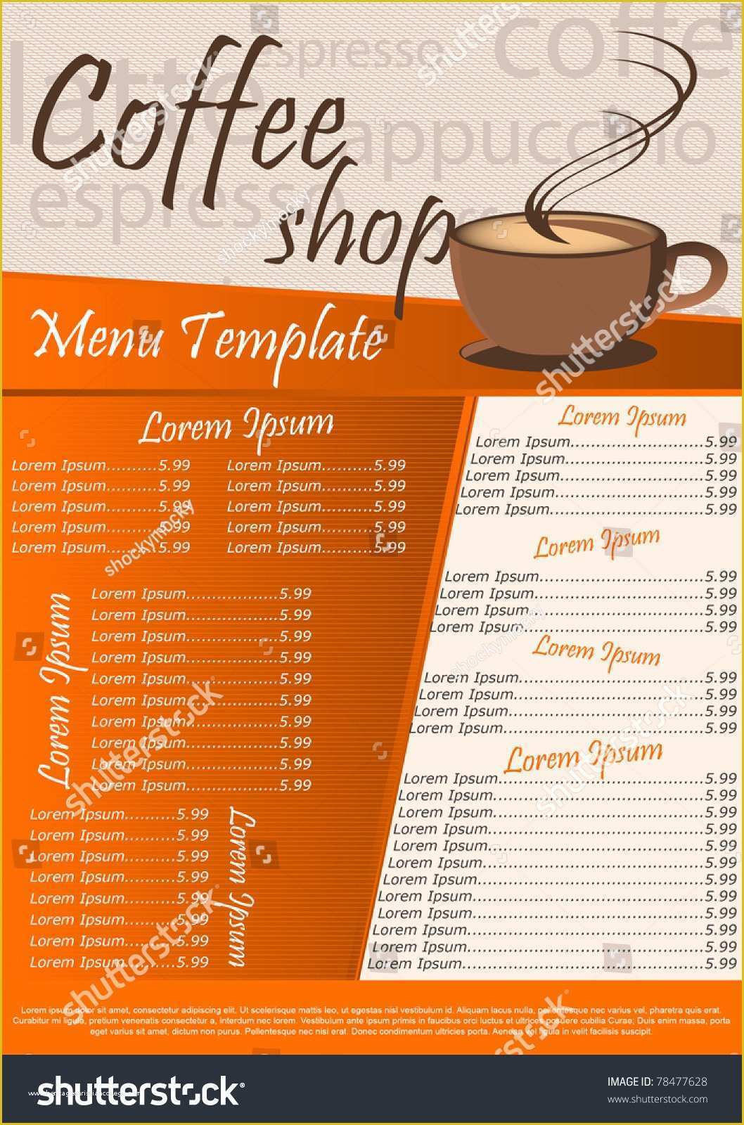Coffee Shop Website Template Free Download Of Coffee Shop Menu Template Vector Illustration Stock Vector