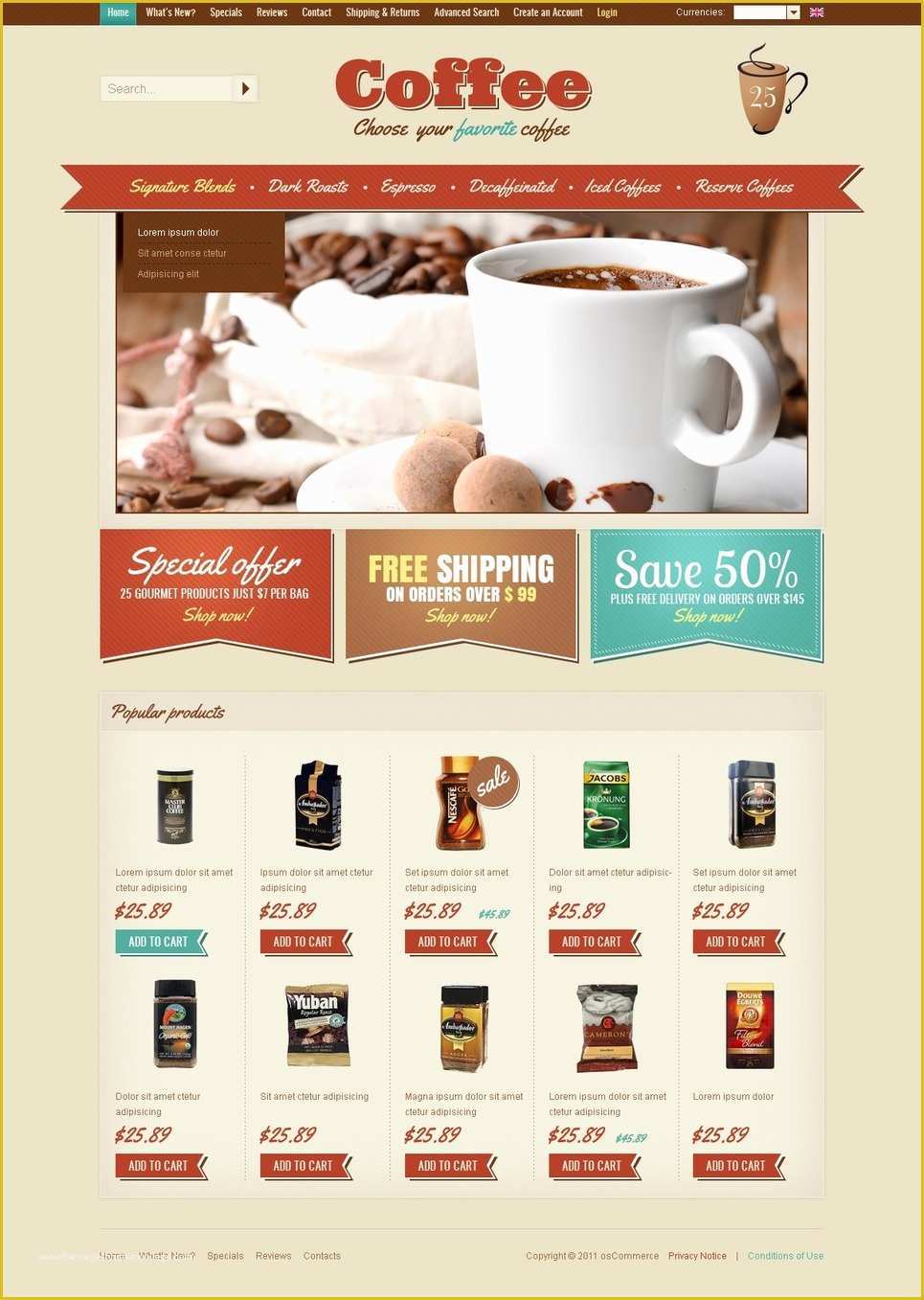 Coffee Shop Website Template Free Download Of Coffee Shop Os Merce Template Web Design Templates