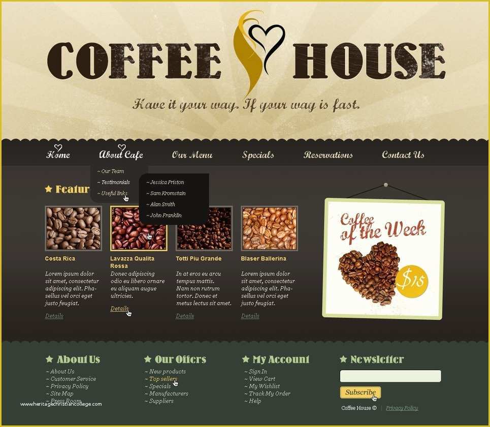 Coffee Shop Website Template Free Download Of Coffee Shop Website Template