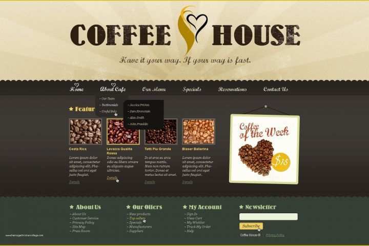 Coffee Shop Website Template Free Download Of Coffee Shop Website Template