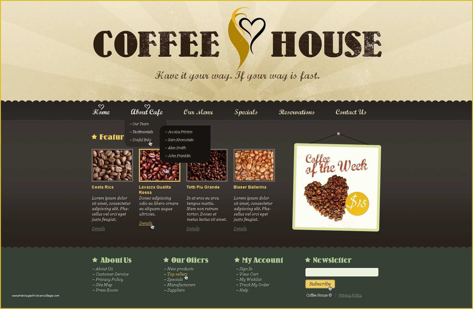 Coffee Shop Website Template Free Download Of Coffee Shop Website Template