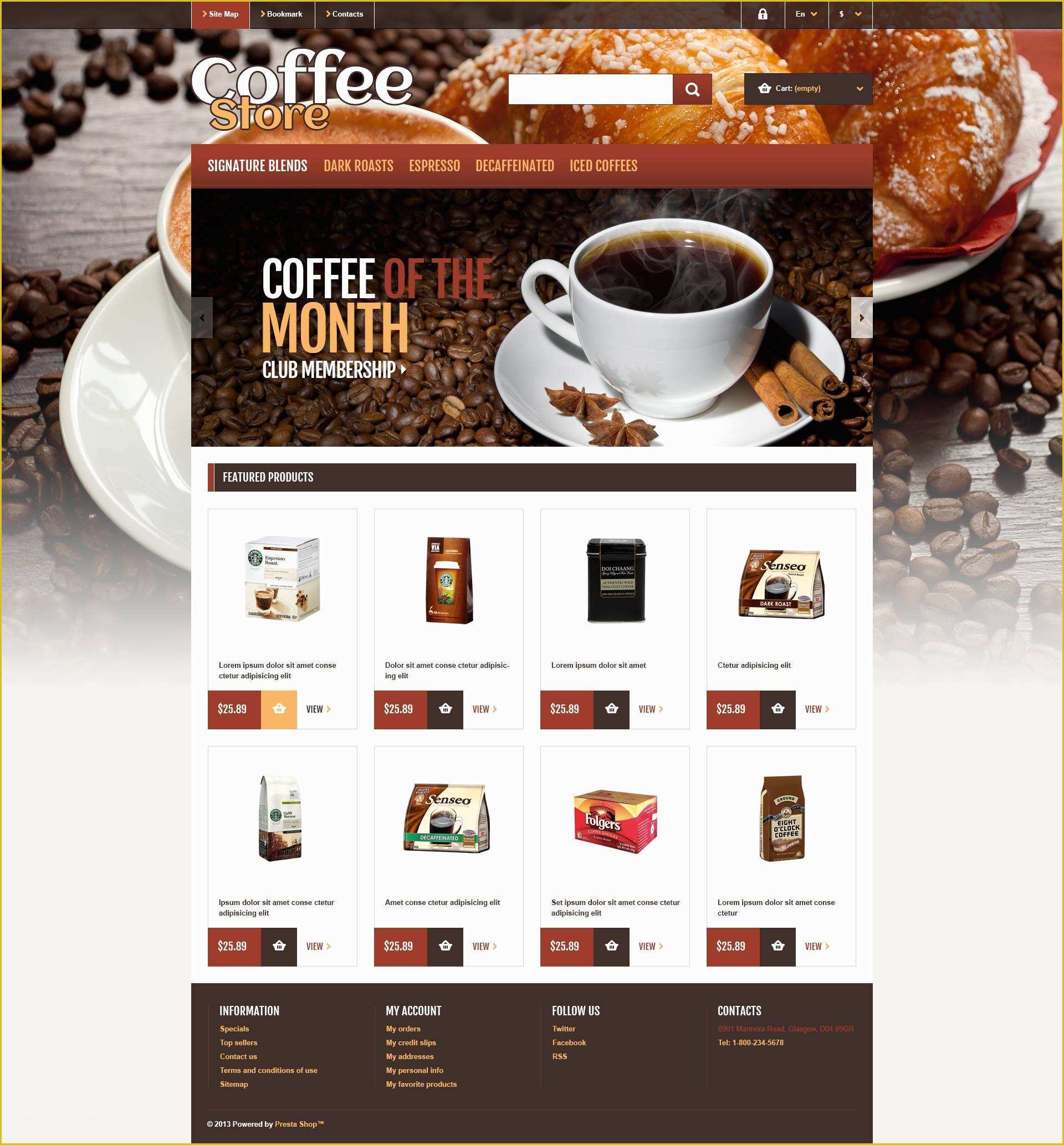 Coffee Shop Website Template Free Download Of Responsive Coffee Store Prestashop theme