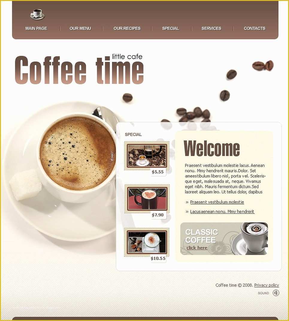 Coffee Shop Website Template Free Of Coffee Shop Website Template