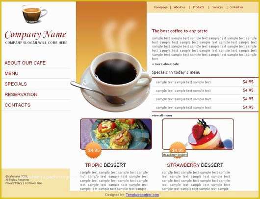 Coffee Shop Website Template Free Of Free Coffee Shop Web Template