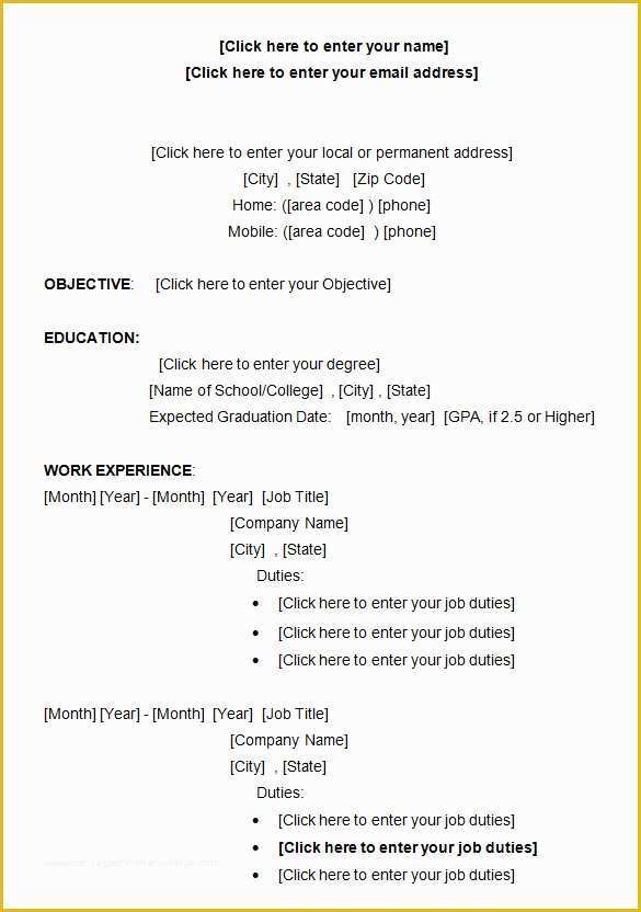 College Admission Resume Templates Free Of 10 College Resume Template Sample Examples