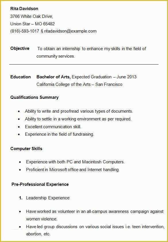 College Admission Resume Templates Free Of 10 College Resume Template Sample Examples