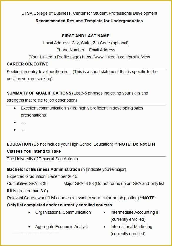 College Admission Resume Templates Free Of 10 College Resume Template Sample Examples