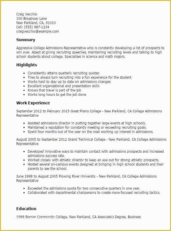 College Admission Resume Templates Free Of College Admissions Resume Best Resume Collection