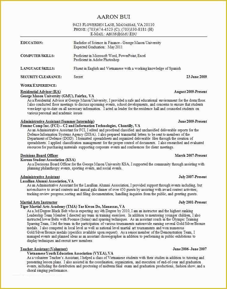 College Admission Resume Templates Free Of College Application Resume