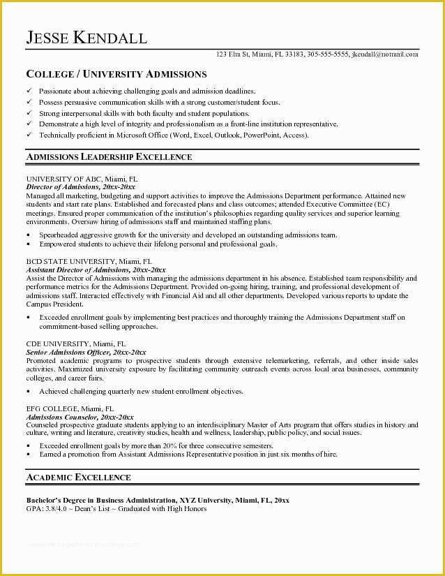 College Admission Resume Templates Free Of College Resume Objectives Best Resume Collection