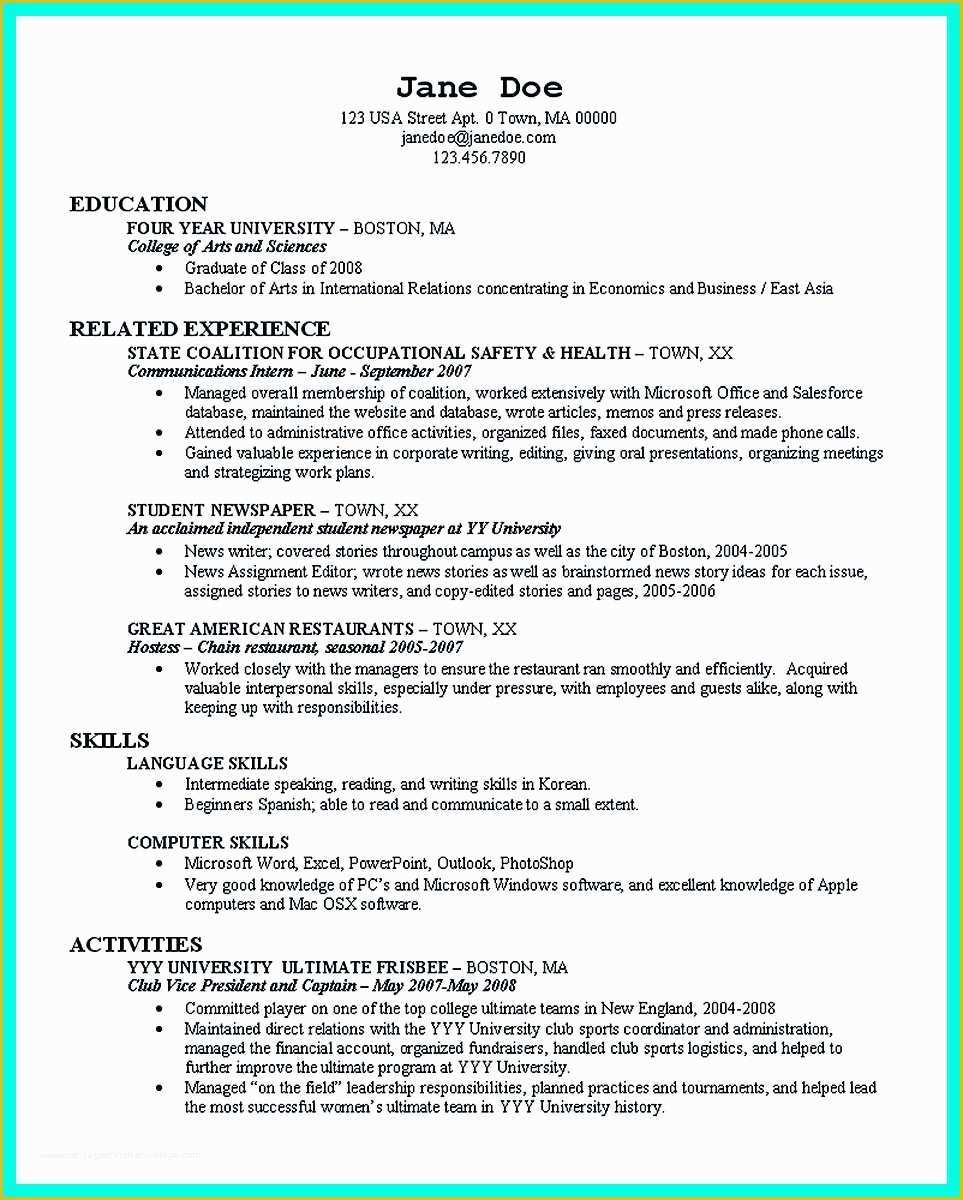 College Admission Resume Templates Free Of the Perfect College Resume Template to Get A Job