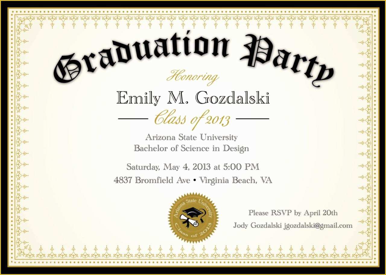 College Graduation Party Invitations Templates Free Of Diploma Graduation Party Invitations Grad Announcement