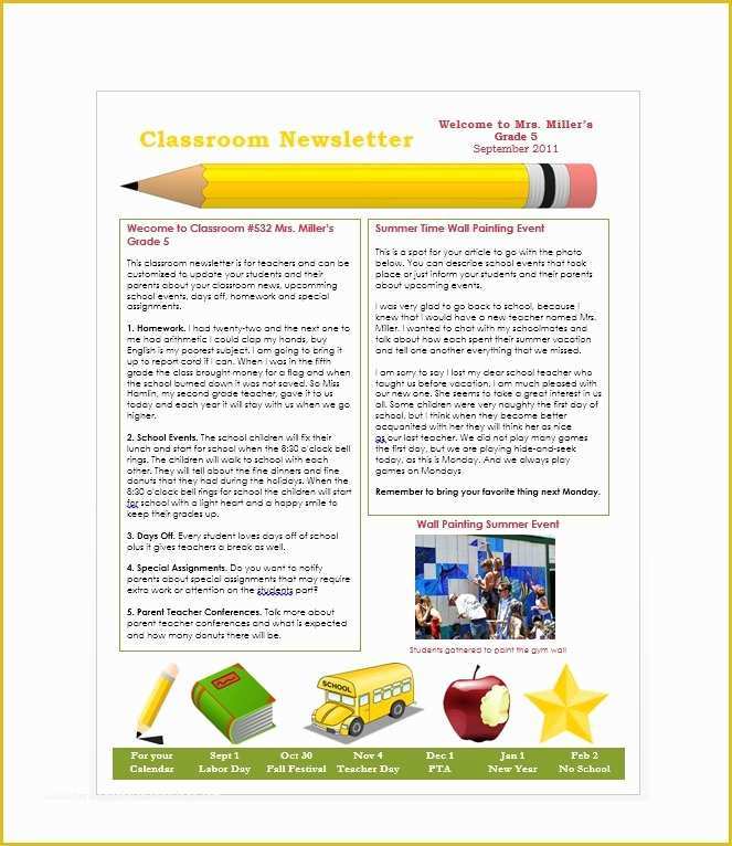 College Newsletter Templates Free Download Of 50 Free Newsletter Templates for Work School and Classroom