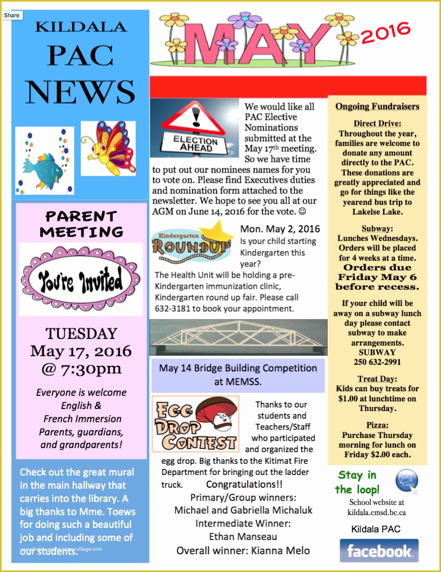 College Newsletter Templates Free Download Of Kildala Elementary School