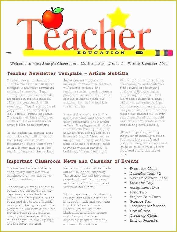 College Newsletter Templates Free Download Of Printable Checklist Template for Teachers Newsletter