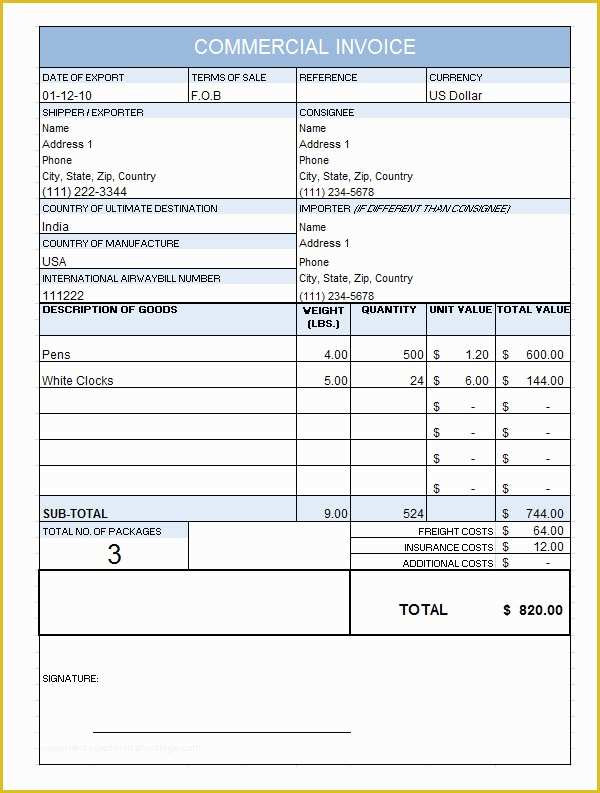 Commercial Invoice Template Excel Free Download Of 10 Mercial Invoice Templates Download Free Documents