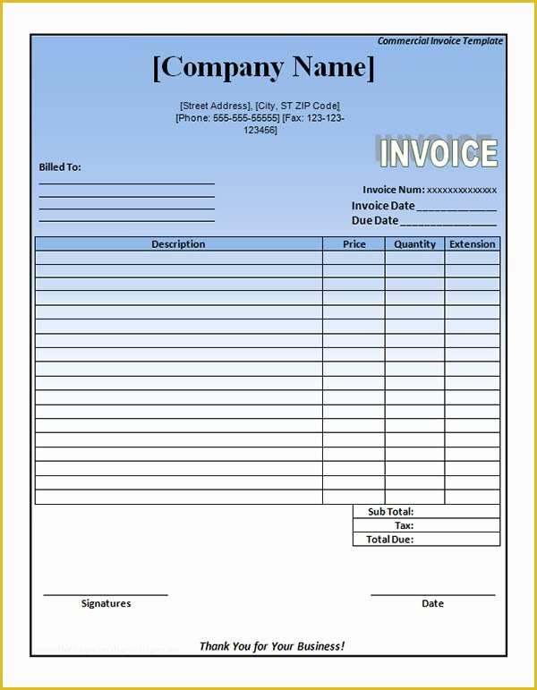 Commercial Invoice Template Excel Free Download Of 11 Mercial Invoice Templates Download Free Documents