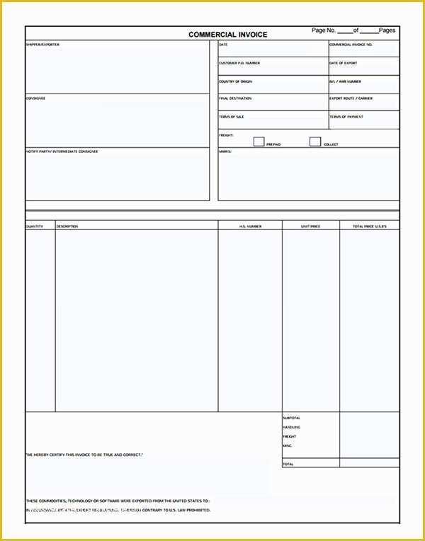 Commercial Invoice Template Excel Free Download Of 11 Mercial Invoice Templates Download Free Documents