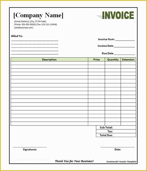 Commercial Invoice Template Excel Free Download Of 11 Mercial Invoice Templates Download Free Documents