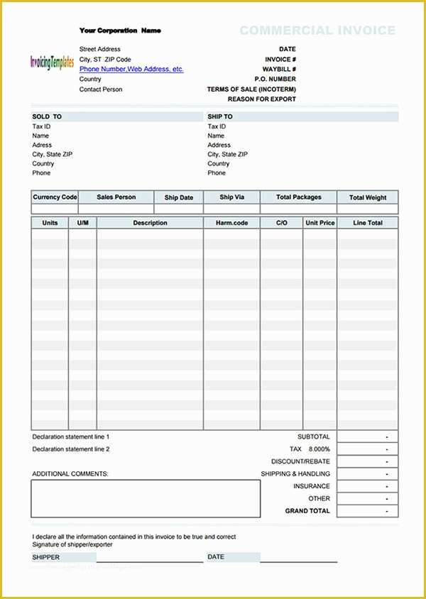 Commercial Invoice Template Excel Free Download Of 18 Free Mercial Invoice Templates