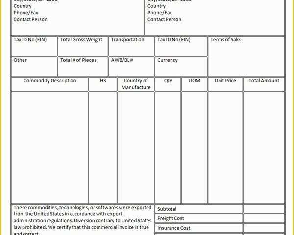 Commercial Invoice Template Excel Free Download Of 18 Free Mercial Invoice Templates