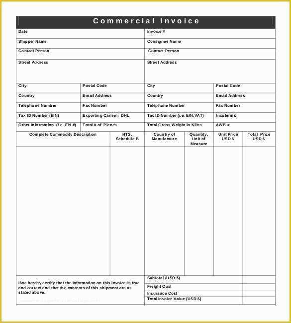 Commercial Invoice Template Excel Free Download Of 30 Mercial Invoice Templates Word Excel Pdf Ai