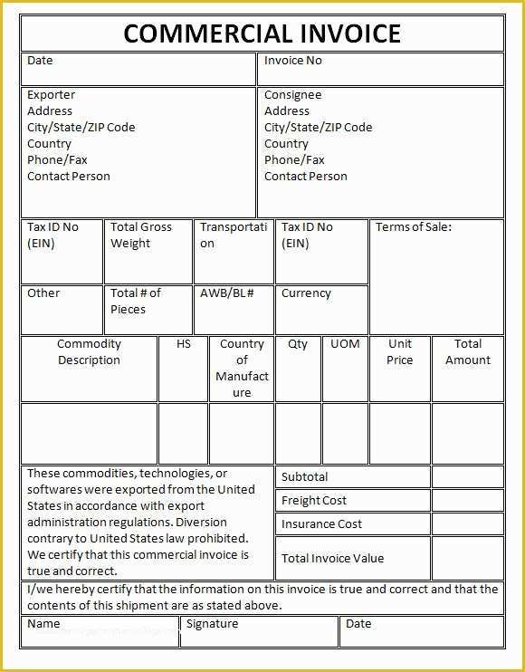 Commercial Invoice Template Excel Free Download Of 9 Mercial Invoice Templates – Free Samples Examples