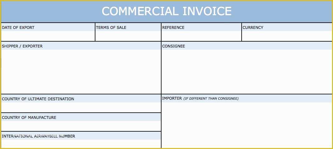 Commercial Invoice Template Excel Free Download Of Download Blank International Mercial Invoice Templates
