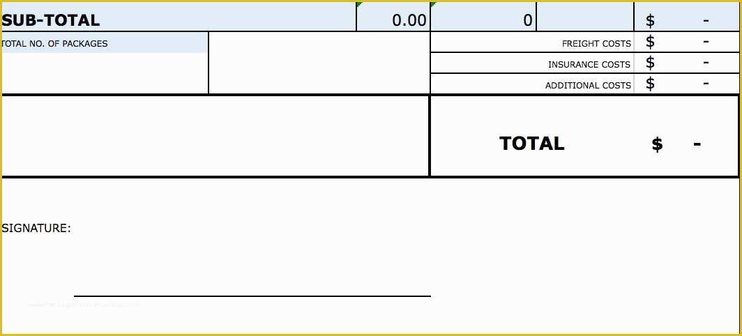 Commercial Invoice Template Excel Free Download Of Download Standard Blank Mercial Invoice Template