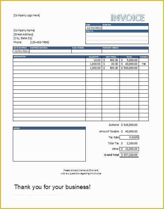 Commercial Invoice Template Excel Free Download Of Editable Invoice Template Excel