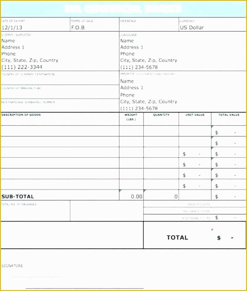 Commercial Invoice Template Excel Free Download Of Excel Courier Courier Invoice Template Free Mercial