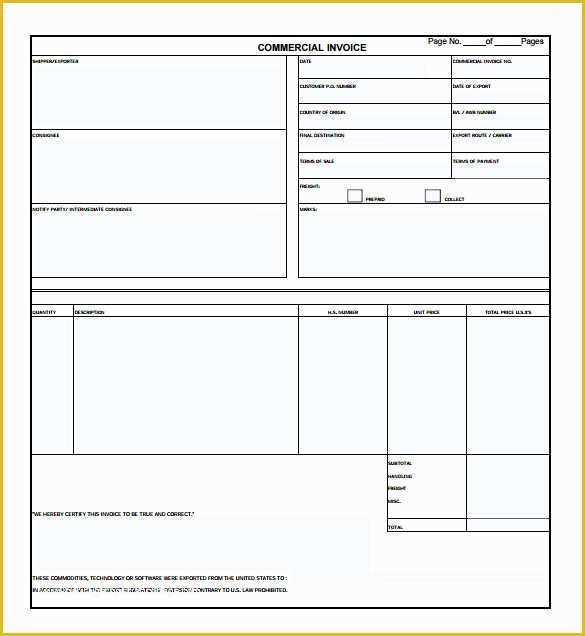 Commercial Invoice Template Excel Free Download Of Invoice Template 53 Free Word Excel Pdf Psd format