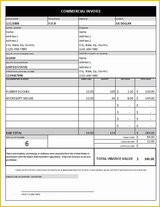 Commercial Invoice Template Excel Free Download Of Mercial Invoice Template 1