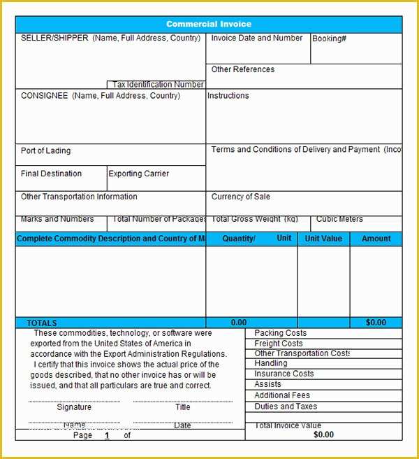 Commercial Invoice Template Excel Free Download Of Mercial Invoice Template Excel Free Download Invoice