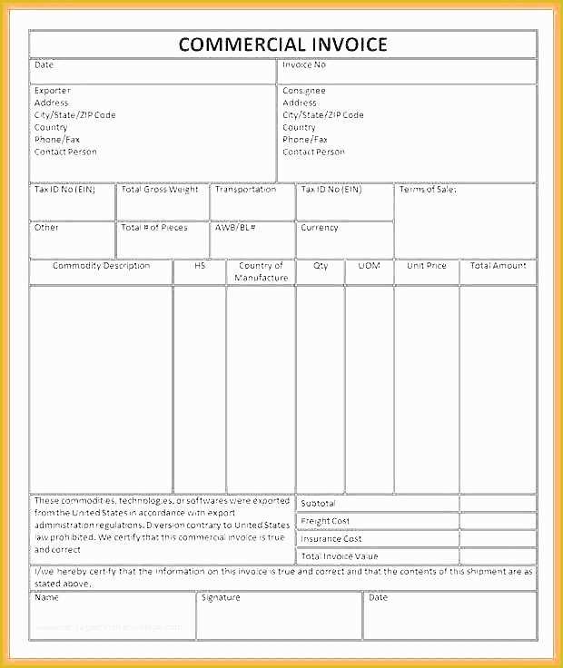 Commercial Invoice Template Excel Free Download Of Mercial Invoice Template Excel Free Download Spreadsheet Co