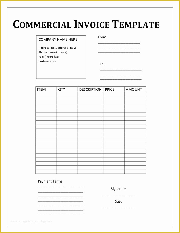 Commercial Invoice Template Excel Free Download Of Mercial Invoice Template Free Documents for
