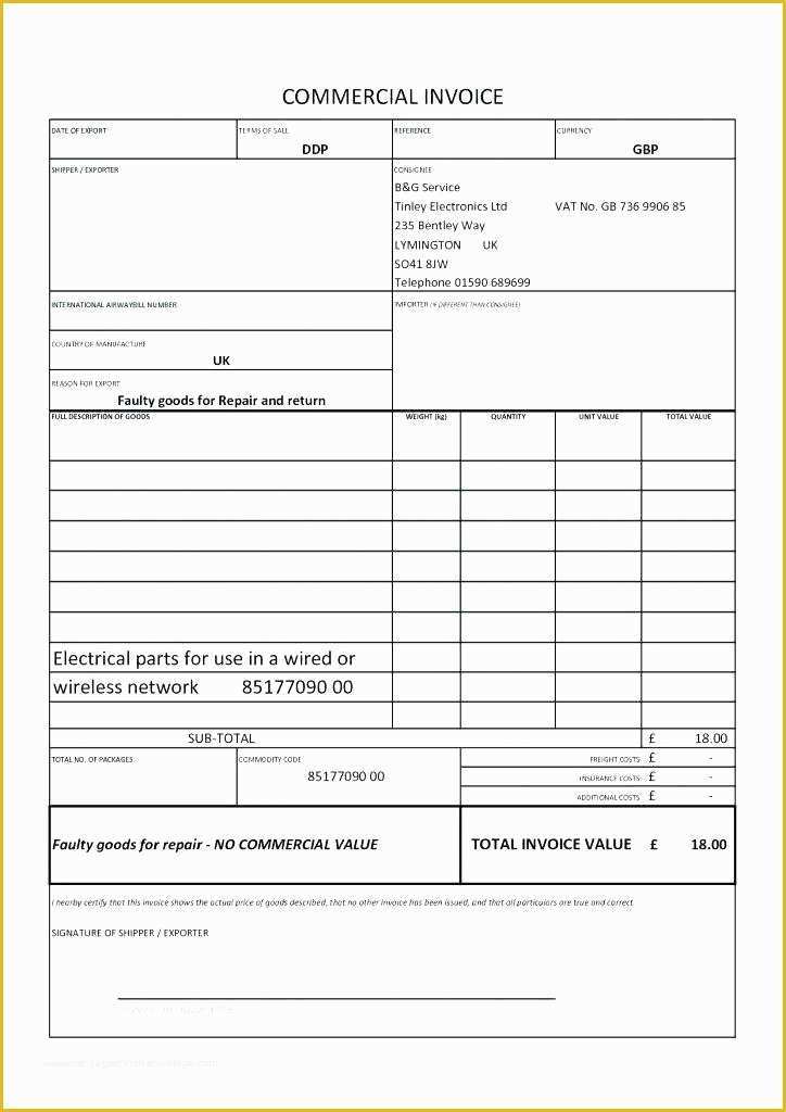 Commercial Invoice Template Excel Free Download Of Mercial Invoice Template Free Download Business Blank