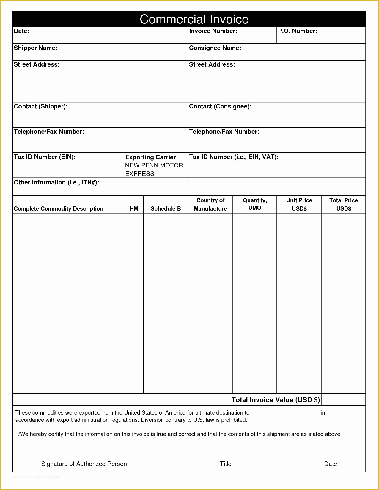 Commercial Invoice Template Excel Free Download Of Mercial Invoice Template Free