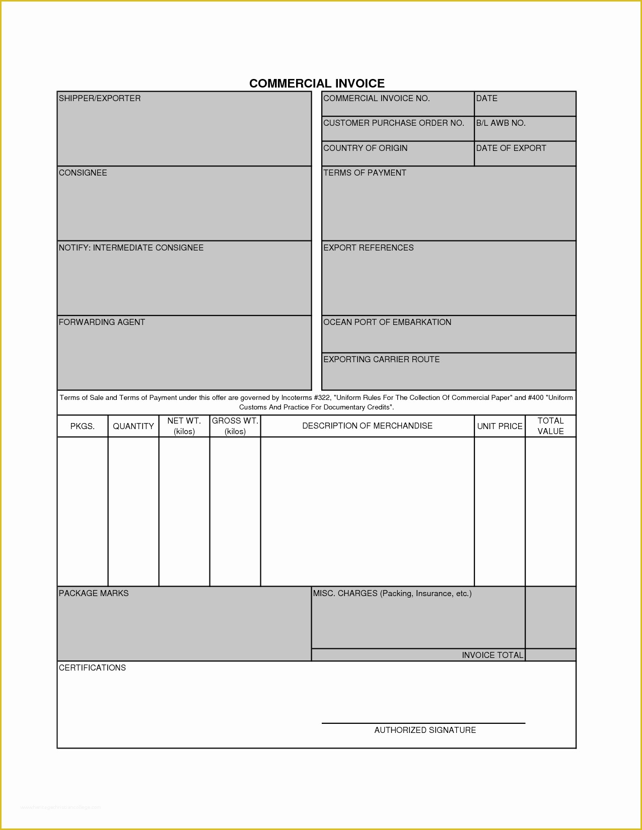 Commercial Invoice Template Excel Free Download Of Mercial Invoice Template