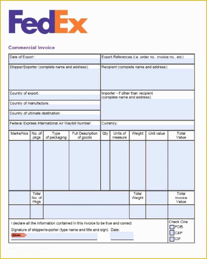 Commercial Invoice Template Excel Free Download Of Tnt Mercial Invoice Template