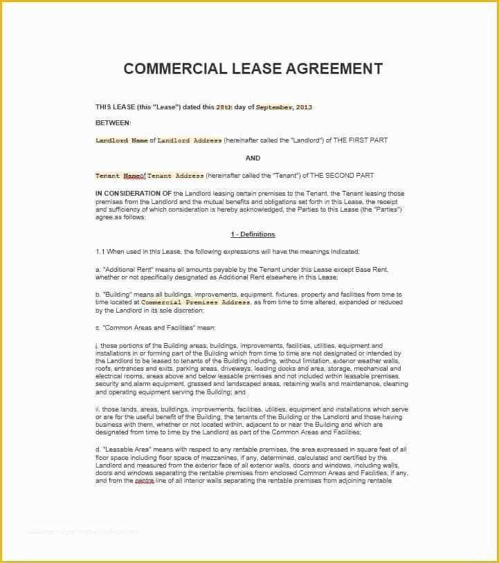 Commercial Rental Agreement Template Free Of 26 Free Mercial Lease Agreement Templates Template Lab