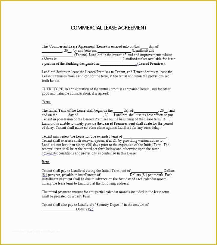 Commercial Rental Agreement Template Free Of 26 Free Mercial Lease Agreement Templates Template Lab