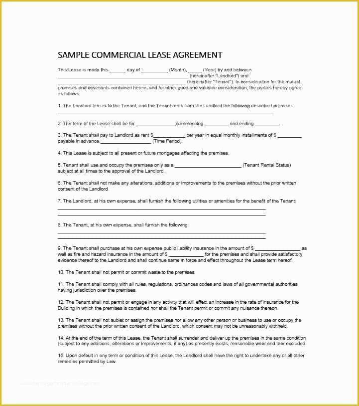 Commercial Rental Agreement Template Free Of 26 Free Mercial Lease Agreement Templates Template Lab