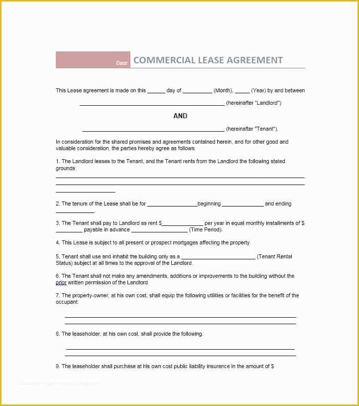 Commercial Rental Agreement Template Free Of 26 Free Mercial Lease Agreement Templates Template Lab