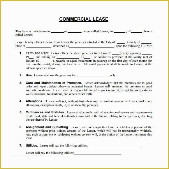 Commercial Rental Agreement Template Free Of 8 Sample Mercial Lease Agreements