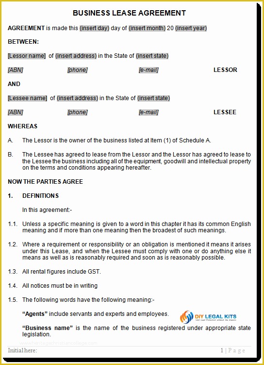 Commercial Rental Agreement Template Free Of Australian Business Lease Agreement Template