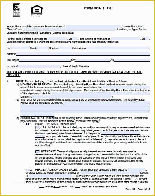 Commercial Rental Agreement Template Free Of Free south Carolina Mercial Lease Agreement form – Pdf