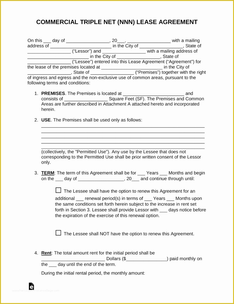 Commercial Rental Agreement Template Free Of Free Triple Net Nnn Mercial Lease Agreement Template
