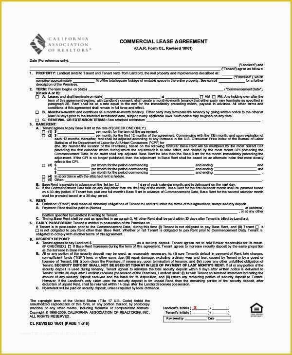 Commercial Rental Agreement Template Free Of Mercial Lease Agreement 10 Free Pdf Word Documents